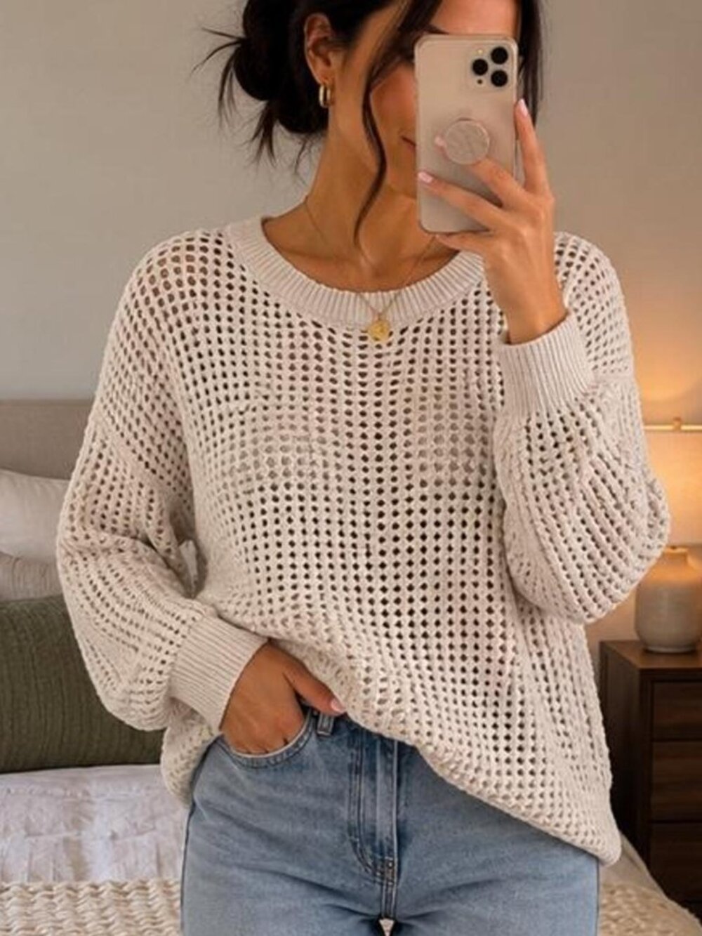 Calvin Klein Jeans Open Knit Cropped Sweater